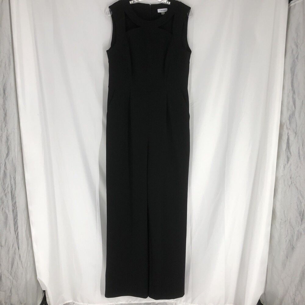 Calvin Klein Sleeveless Black Pants Jumper With Cutouts at Neck Size 12